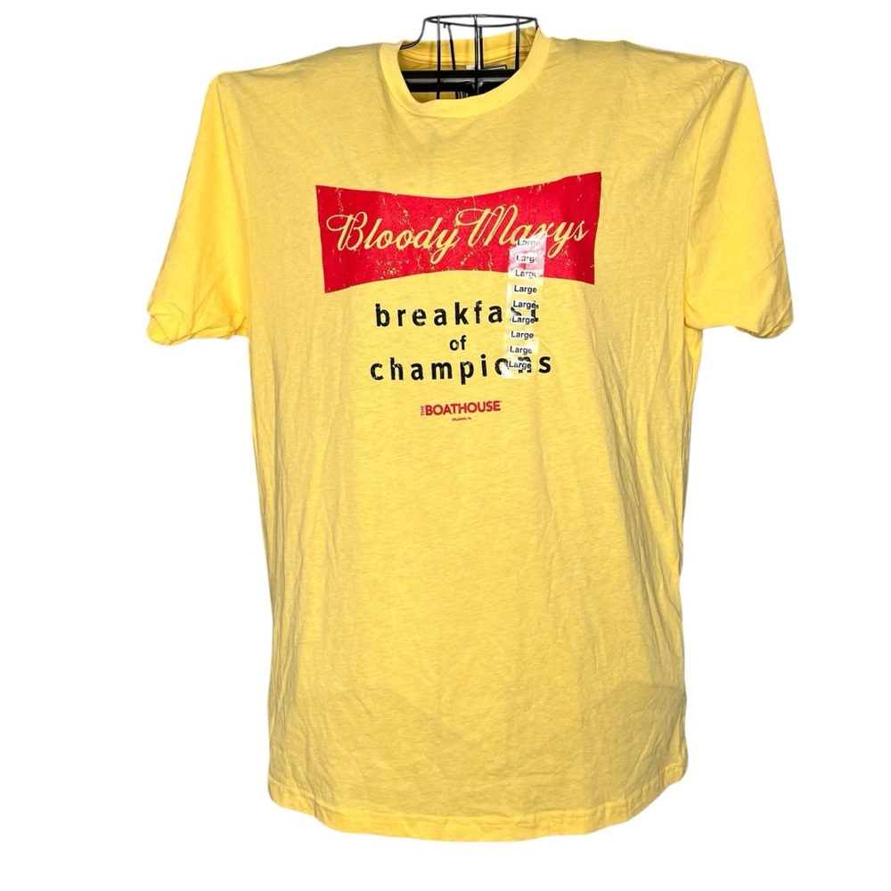 The Boathouse Orlando Bloody Marys Breakfast of Champions T-shirt Yellow L